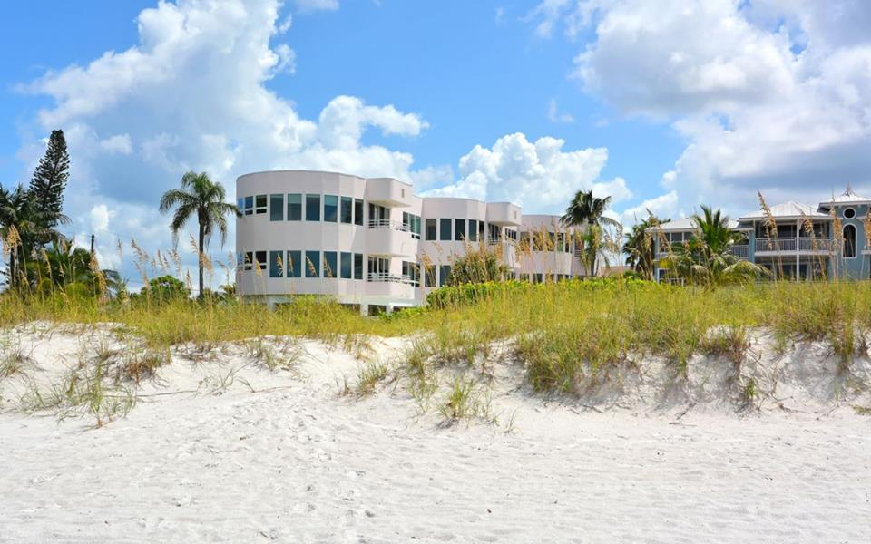 Island Paradise view of building from beach'