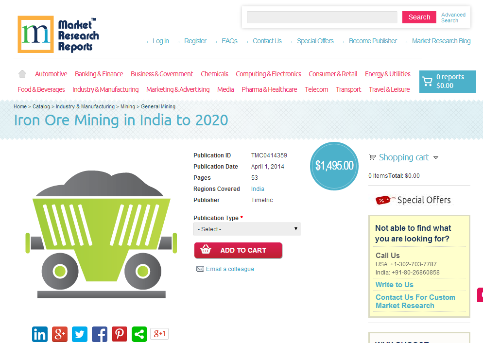 Iron Ore Mining in India to 2020'