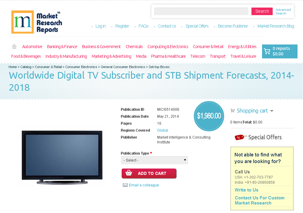 Worldwide Digital TV Subscriber and STB Shipment Forecasts'