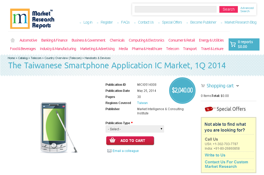 Taiwanese Smartphone Application IC Market, 1Q 2014'