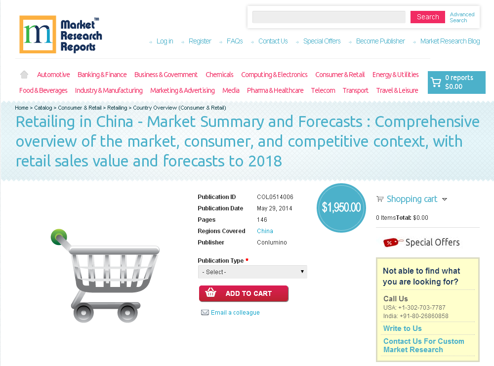 Retailing in China Market: Summary and Forecasts to 2018'