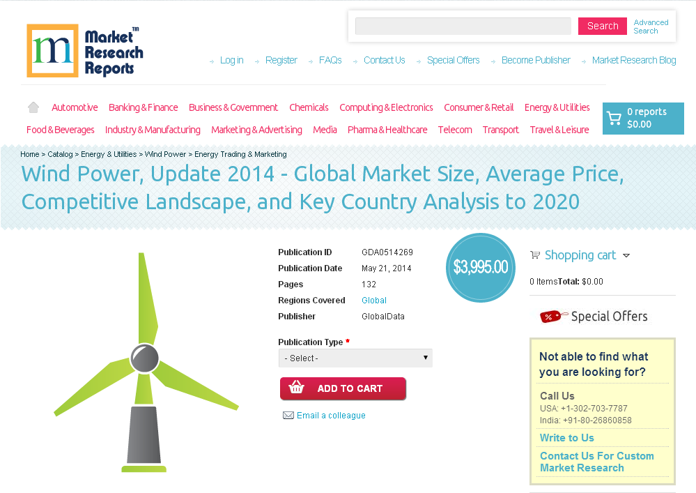 Wind Power, Update 2014 - Global Market Size, Average Price'