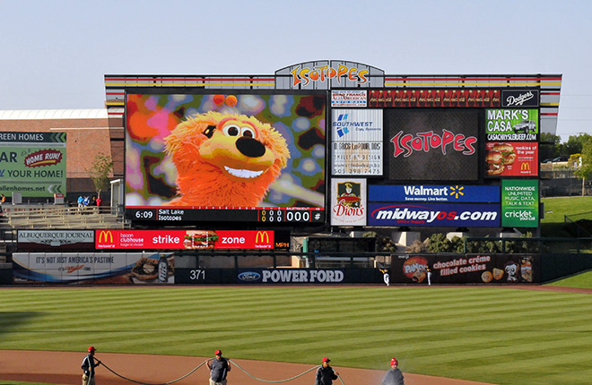 Lighthouse LED Video Display at Isotopes Park'