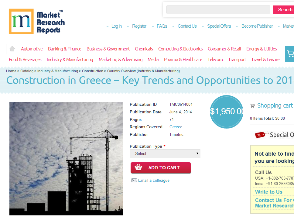 Construction in Greece Key Trends and Opportunities to 2018'