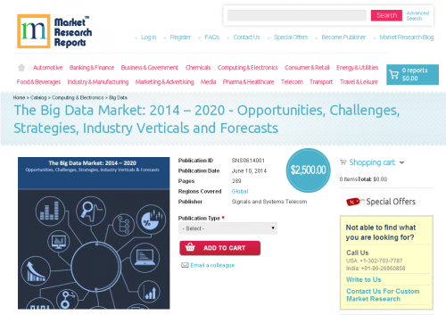 Big Data Market 2014 - 2020 - Opportunities, Challenges'