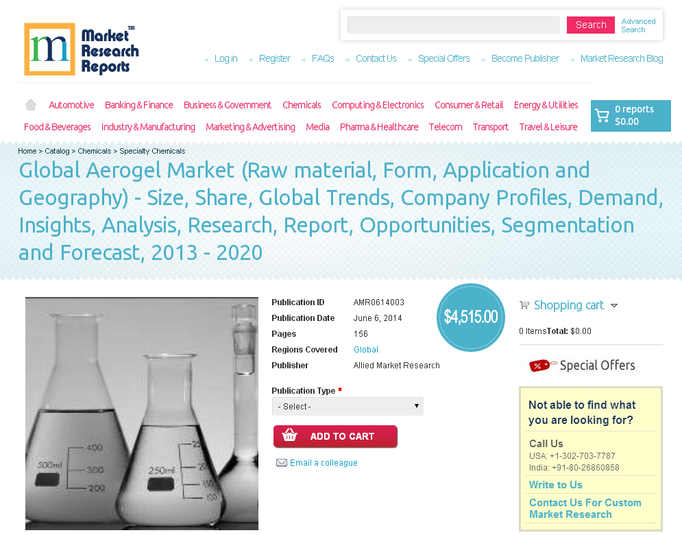 Global Aerogel Market to 2013 - 2020'