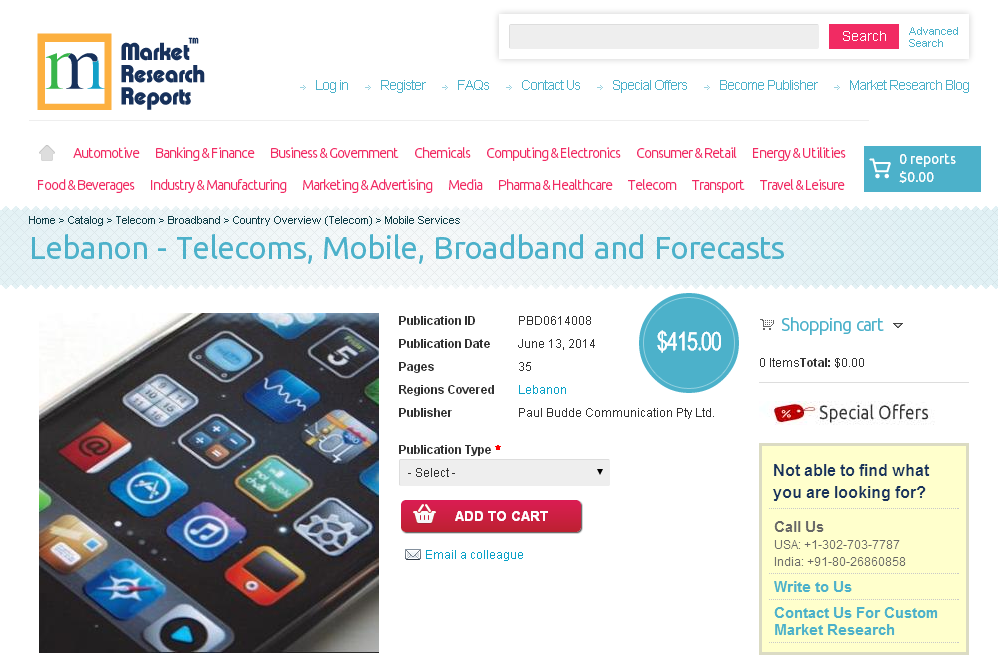 Lebanon - Telecoms, Mobile, Broadband and Forecasts'