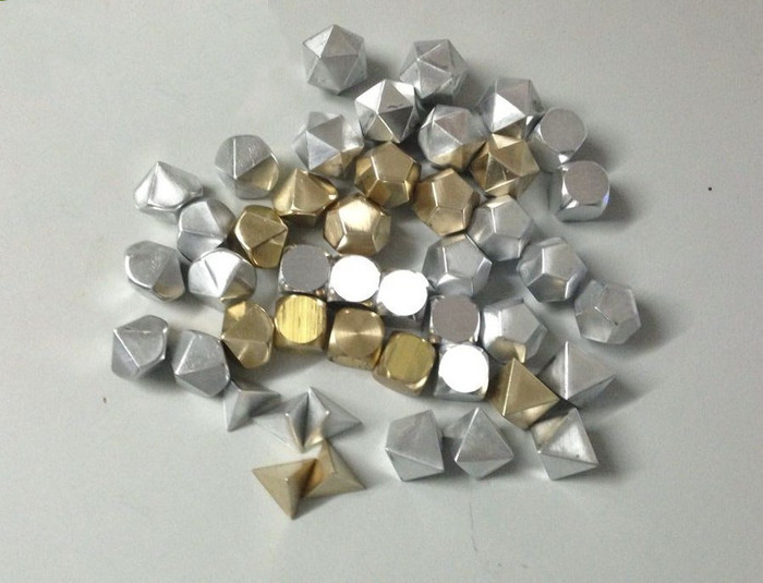 Precision Polyhedral Dice with Metal Dice Vaults'