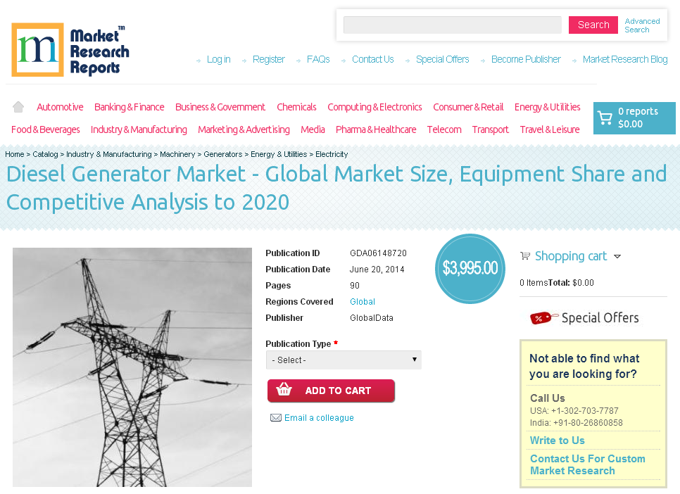 Diesel Generator Market - Global Market Size to 2020'