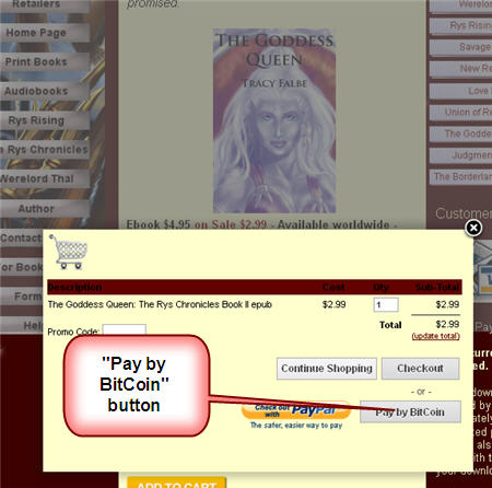 Bitcoin is a choice at the Falbe Publishing shopping cart