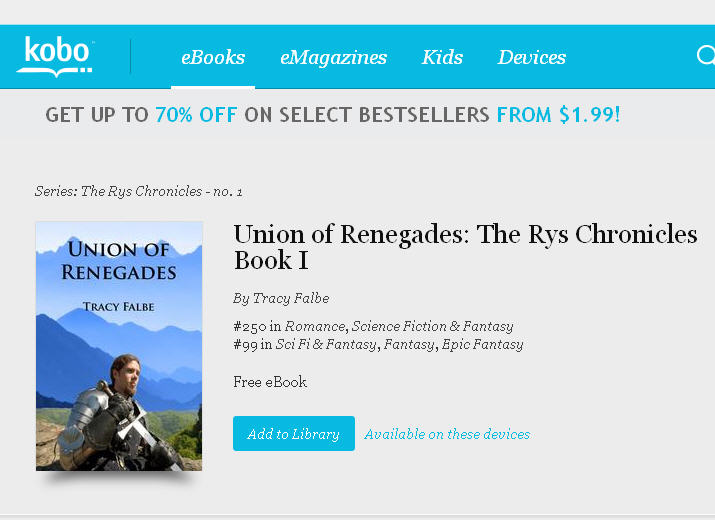 Union of Renegades enters top 100 epic fantasy at Kobo Books