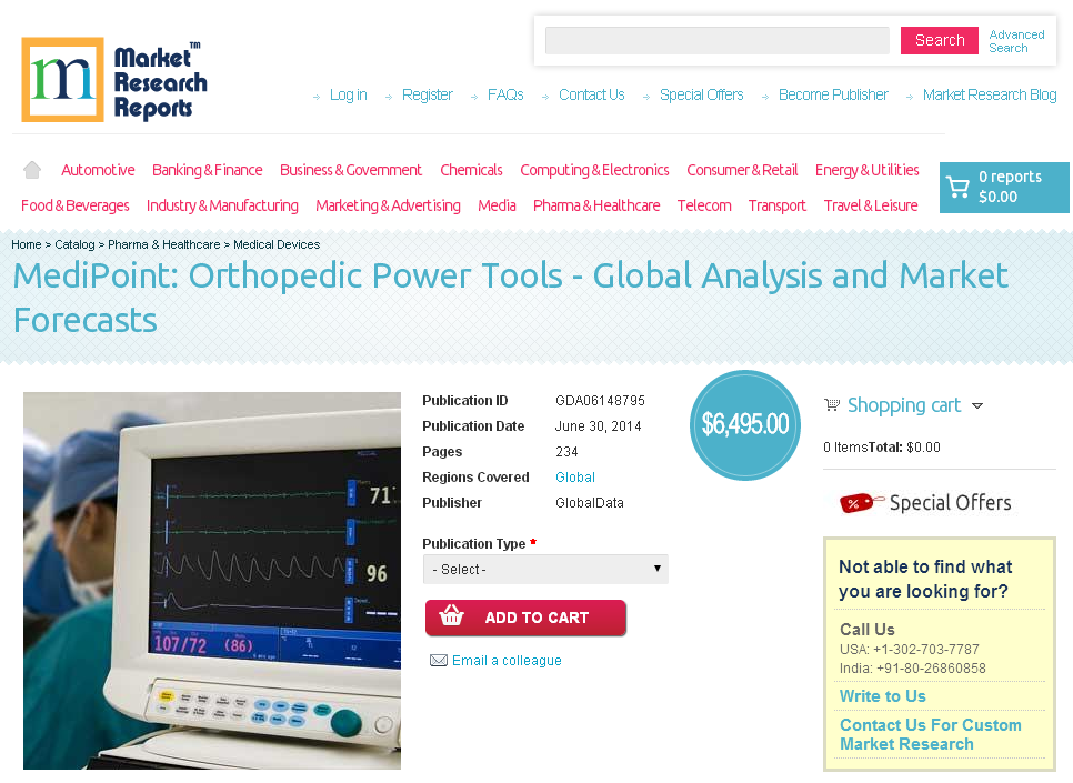 Orthopedic Power Tools - Global Analysis and Market Forecast'