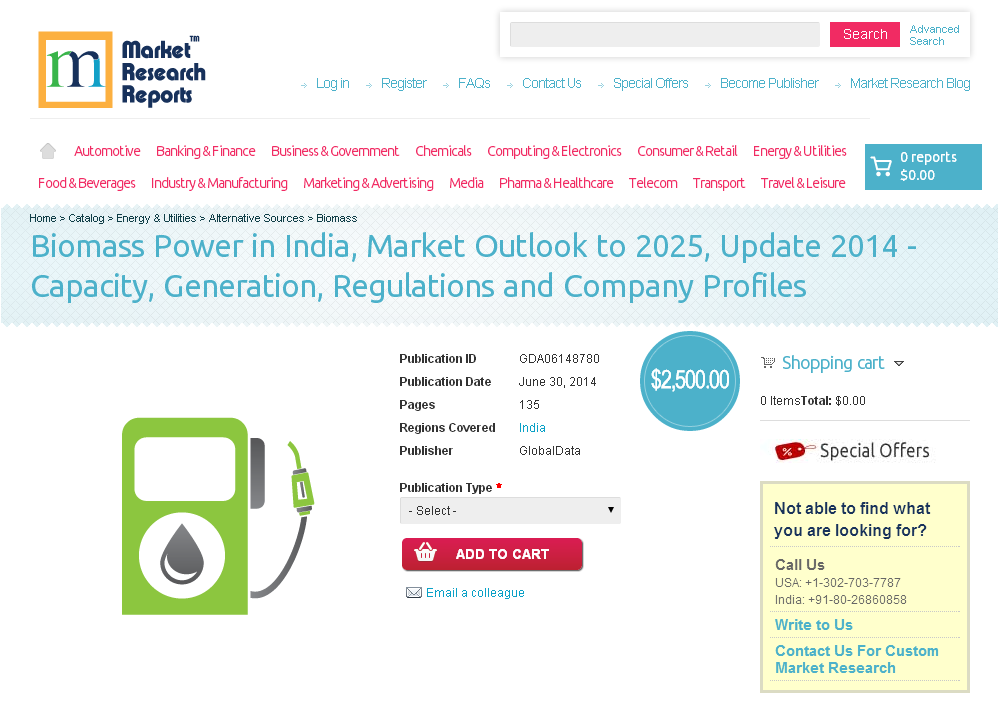 Biomass Power in India, Market Outlook to 2025, Update 2014'