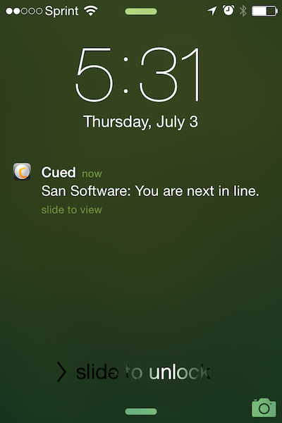 Cued mobile app - Notification Center'