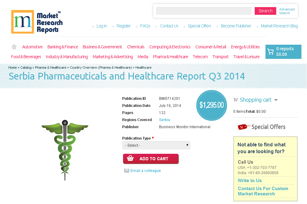 Serbia Pharmaceuticals and Healthcare Report Q3 2014'