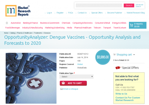 Dengue Vaccines - Opportunity Analysis and Forecasts to 2020'