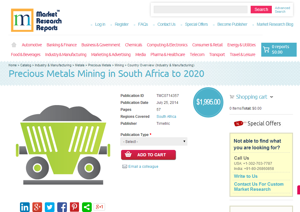 Precious Metals Mining in South Africa to 2020'