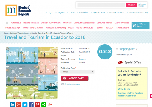 Travel and Tourism in Ecuador to 2018'