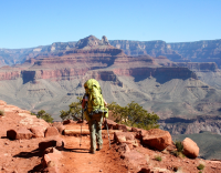 Hiker on Trail through Grand Canyon