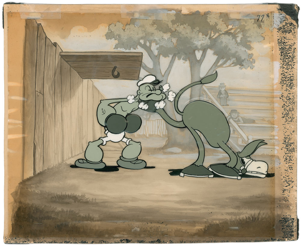 Popeye and Donkey production cel'