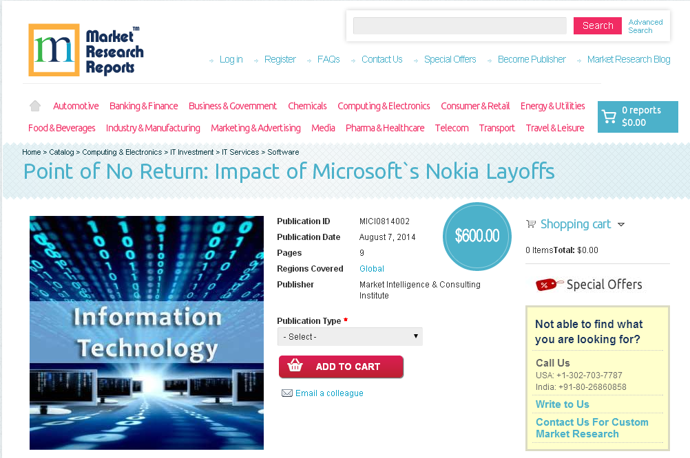 Point of No Return: Impact of Microsoft`s Nokia Layoffs'