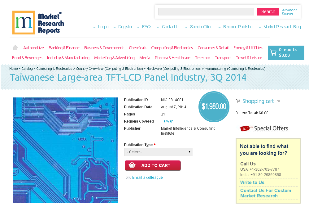 Taiwanese Large-area TFT-LCD Panel Industry, 3Q 2014'
