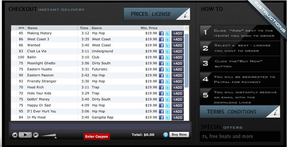 hip-hop beats for sale