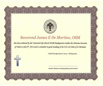 Ordination Certificate'