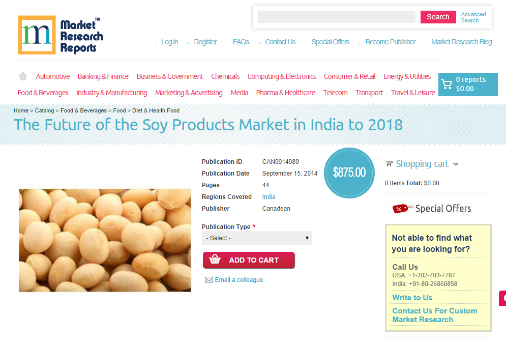 Future of the Soy Products Market in India to 2018'