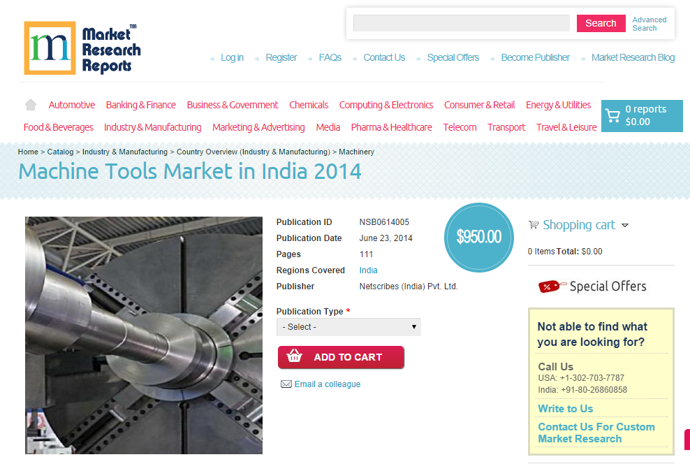 Machine Tools Market in India 2014'