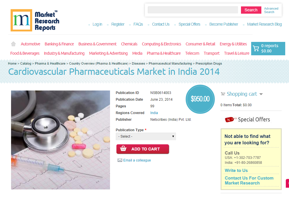 Cardiovascular Pharmaceuticals Market in India 2014'