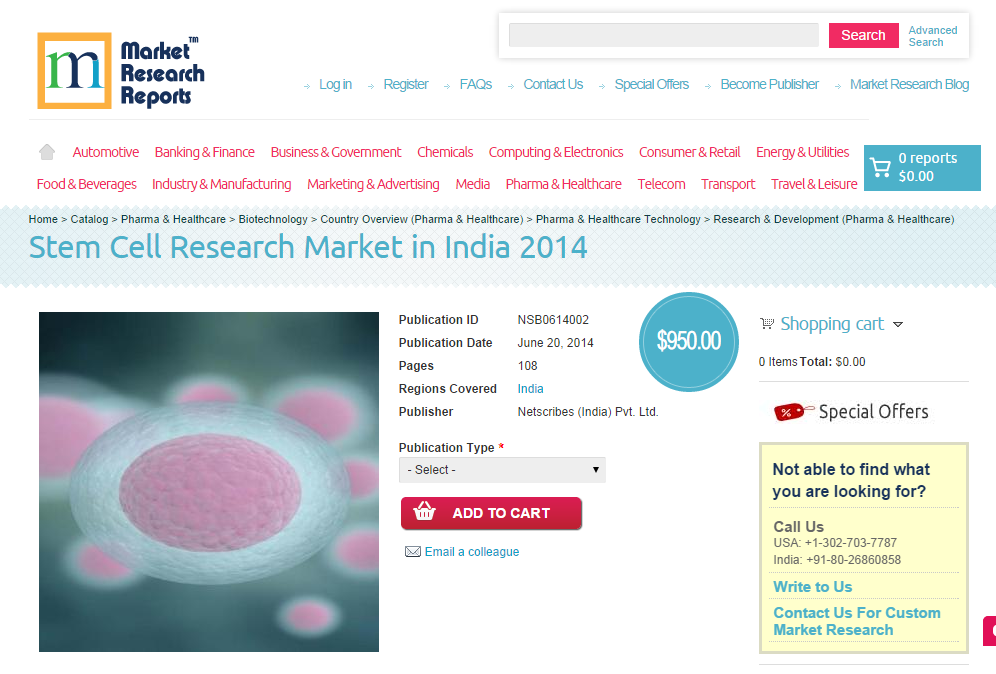 Stem Cell Research Market in India 2014'