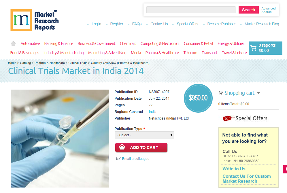 Clinical Trials Market in India 2014'