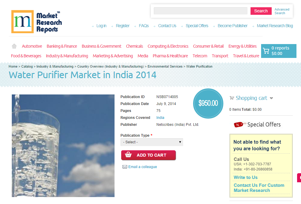 Water Purifier Market in India 2014'