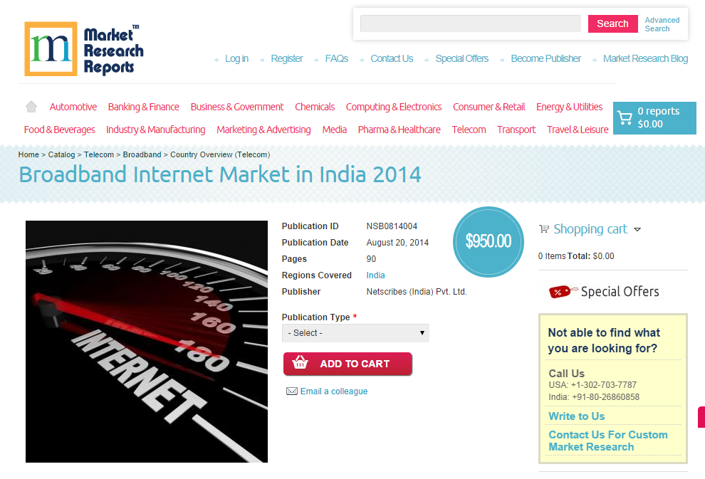 Broadband Internet Market in India 2014'