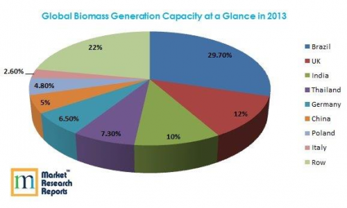 Global Biopower Generation Capacity at a Glance in 2013'