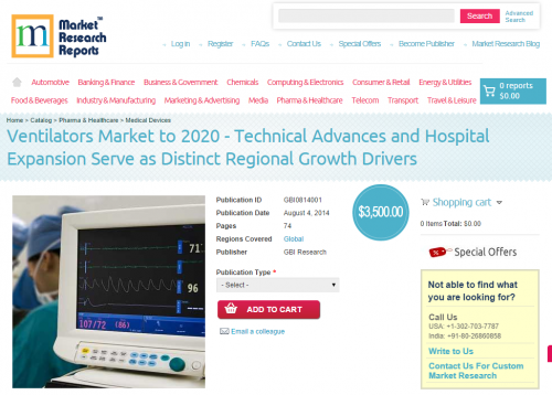 Ventilators Market to 2020 - Technical Advances and Hospital'