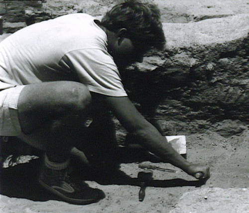 Dr. Joel Klenck excavating at Tel-Haror, Israel.'
