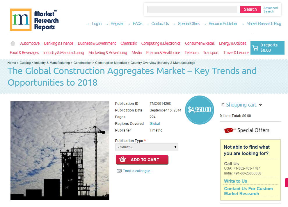 Global Construction Aggregates Market Opportunities to 2018'