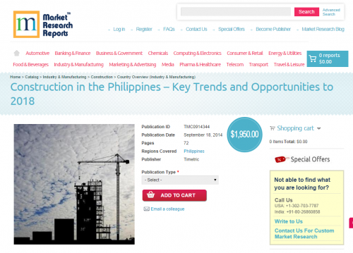 Construction in the Philippines Opportunities to 2018'