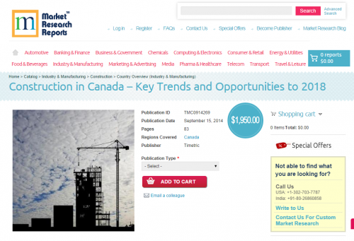 Construction in Canada Opportunities to 2018'