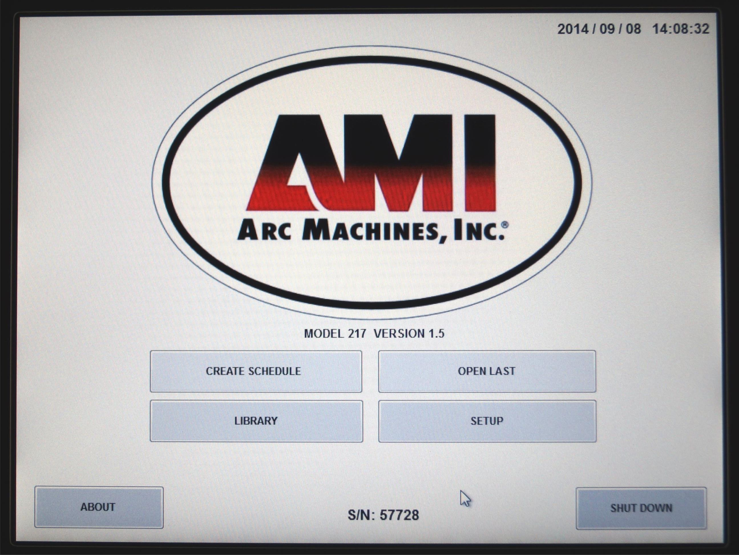 Home Screen of AMI M217 Orbital Welding Power Supply