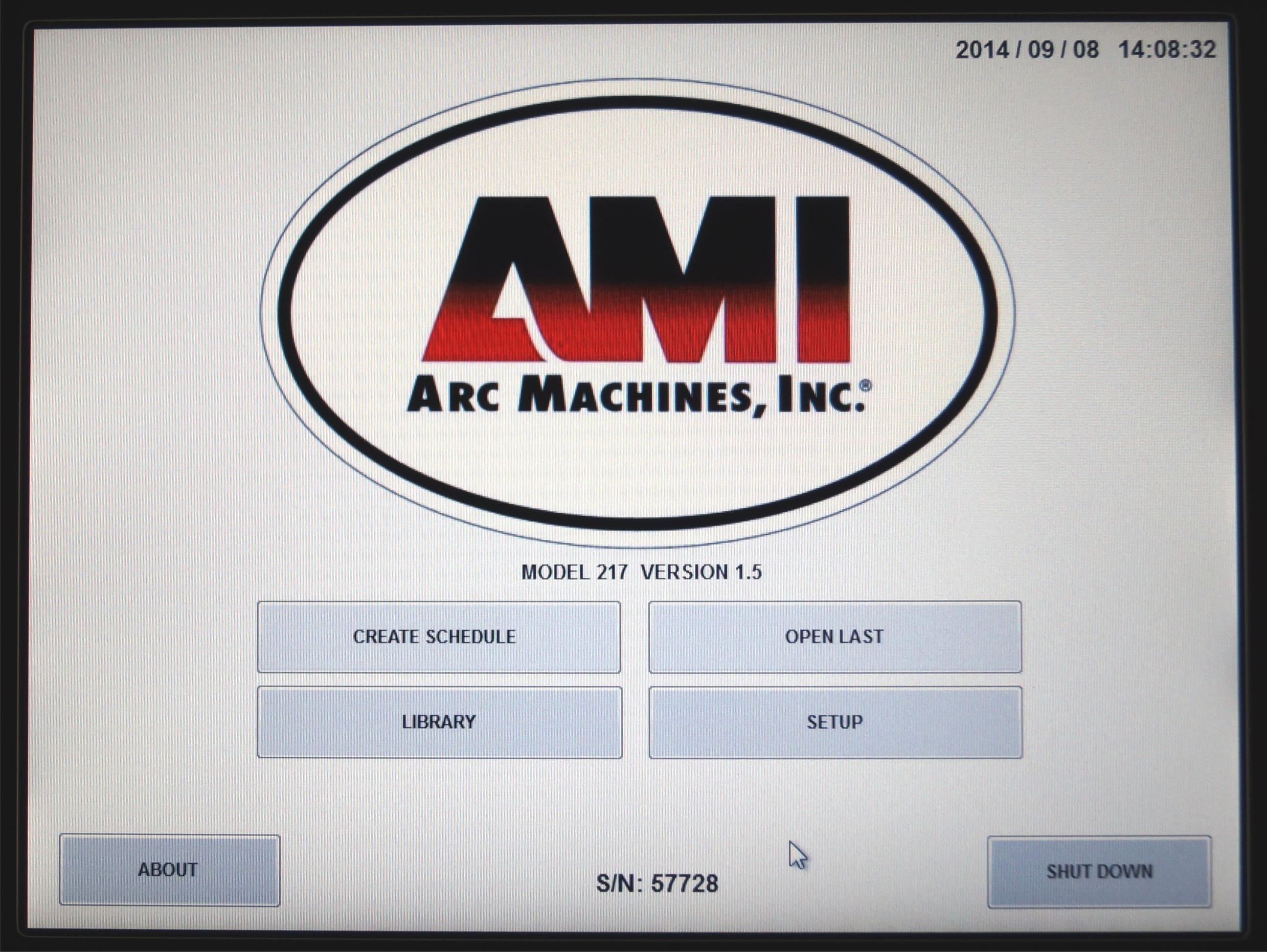 Home Screen of AMI M217 Orbital Welding Power Supply'