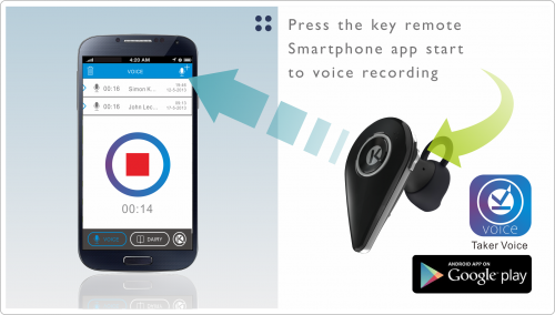Taker-Bluetooth headset with voice recording APP'