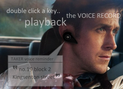 Taker-Bluetooth headset with voice recording APP'