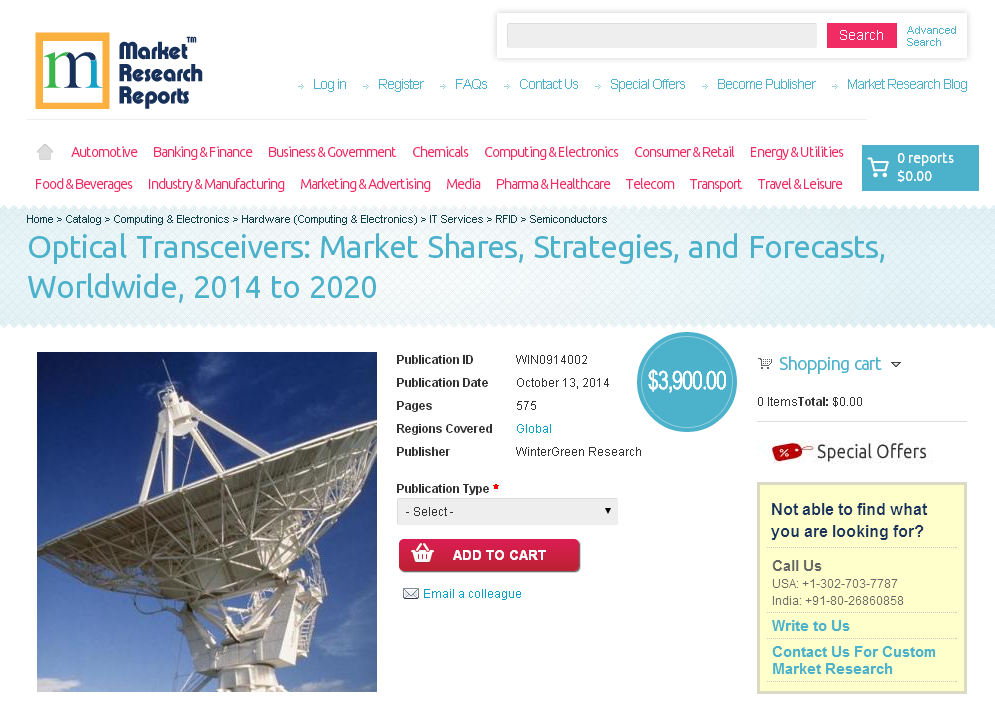 Optical Transceivers Worldwide 2014 to 2020'