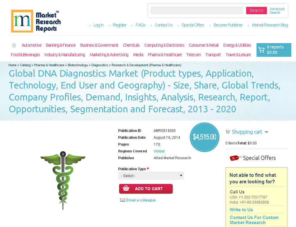 DNA Diagnostics Market Forecast to 2013 - 2020'