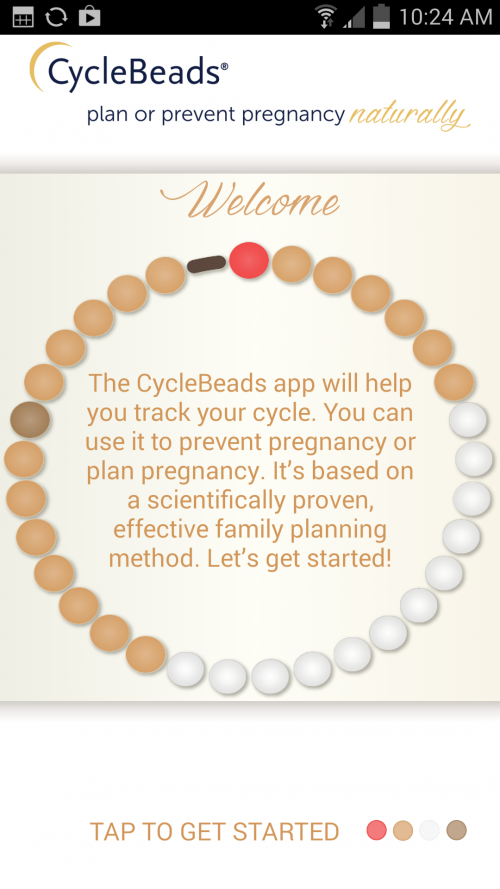 Welcome to CycleBeads Android App Screenshot'