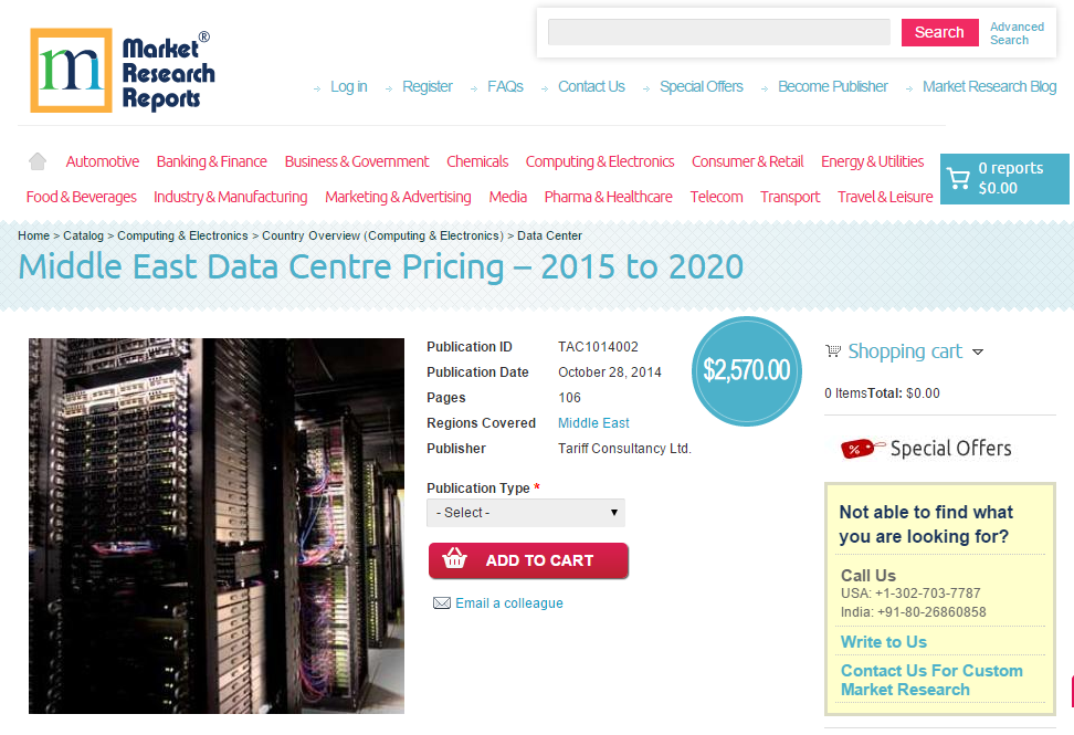 Middle East Data Centre Pricing - 2015 to 2020'