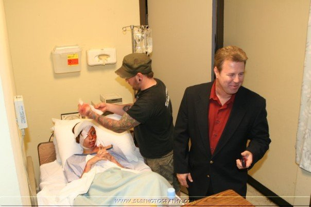 Barry Ratcliffe on the set of Torture Room